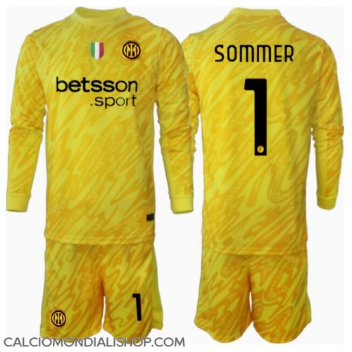 Maglie da calcio Inter Milan Yann Sommer #1 Portiere Seconda Maglia Bambino 2024-25 Manica Lunga (+ Pantaloni corti)